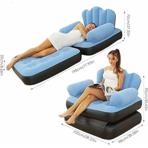 Canapé Gonflable Convertible Lit Chaise Bleu