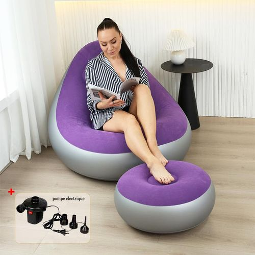 Canapé Gonflable avec Repose-pieds et Pompe Violet