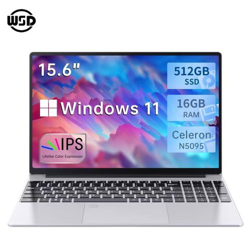 WSD PC portable Celeron N5095 15,6 pouces 16Go/512Go SSD