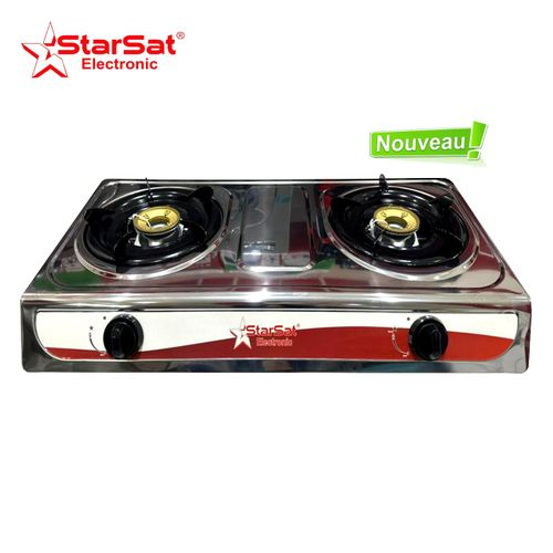 StarSat Réchaud à Gaz Automatique 2 Feux Inox
